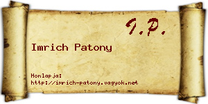 Imrich Patony névjegykártya